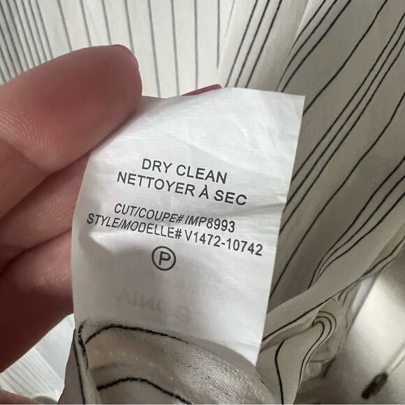 Vince Sheer White Stiped Silk Popover Blouse - Picture 9 of 9